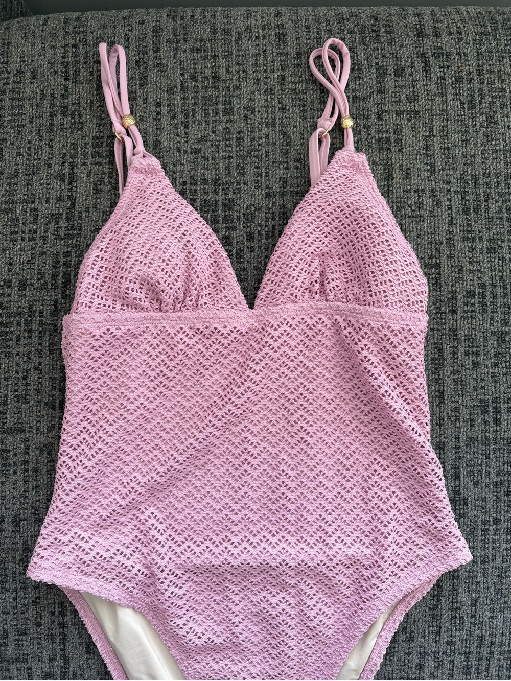 Cupshe Lilac Colored Crochet One-Piece Swimsuit NWT Sz XS